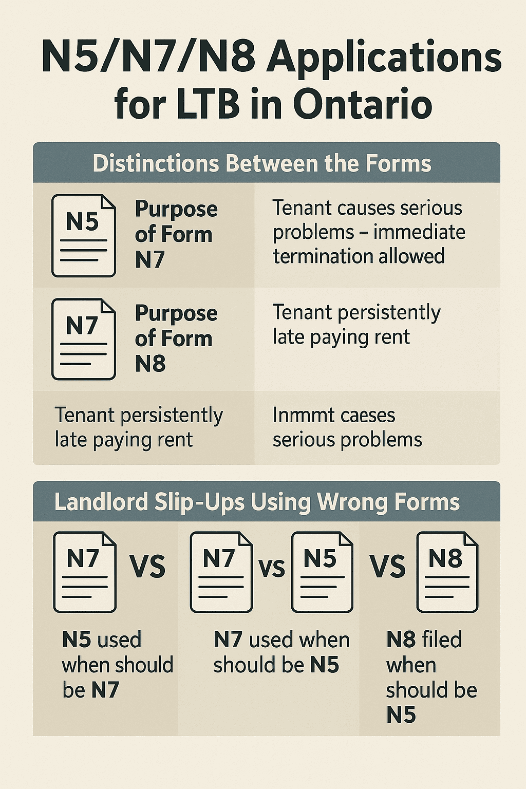 N5, N7, and N8 Applications for LTB in Ontario: Common Mistakes Landlords Make